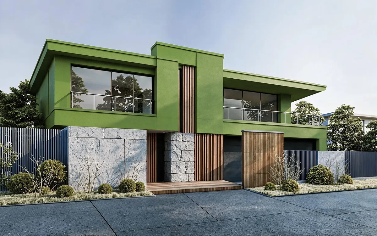 Nippon Paint's GISETTE GREEN color on different wall surfaces.