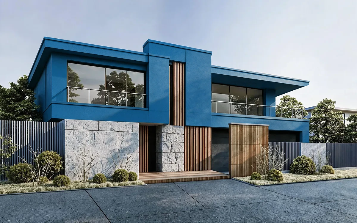 Nippon Paint's GLACIER BLUE color on different wall surfaces.