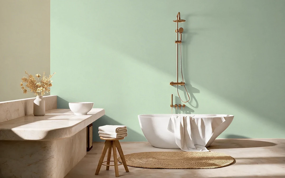 Nippon Paint's GLASSY color on different wall surfaces.