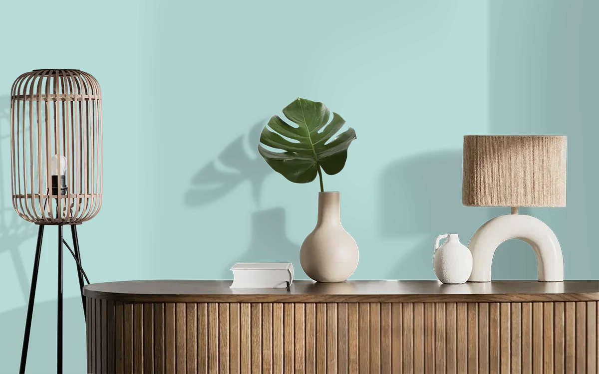 Nippon Paint's GLAZED CERAMIC color on different wall surfaces.