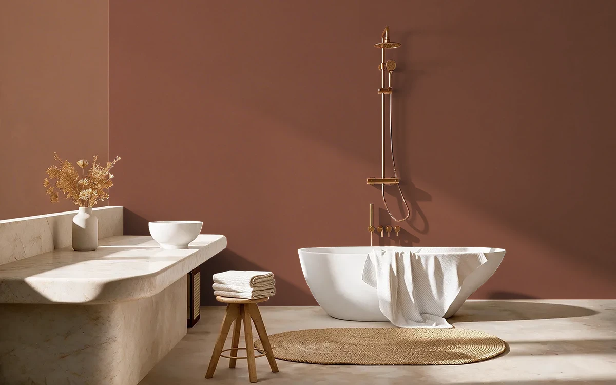 Nippon Paint's GLAZED POTTERY color on different wall surfaces.