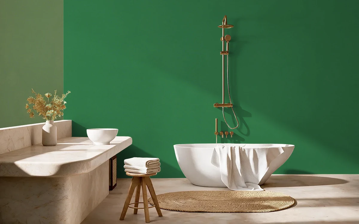 Nippon Paint's GOING GREEN color on different wall surfaces.
