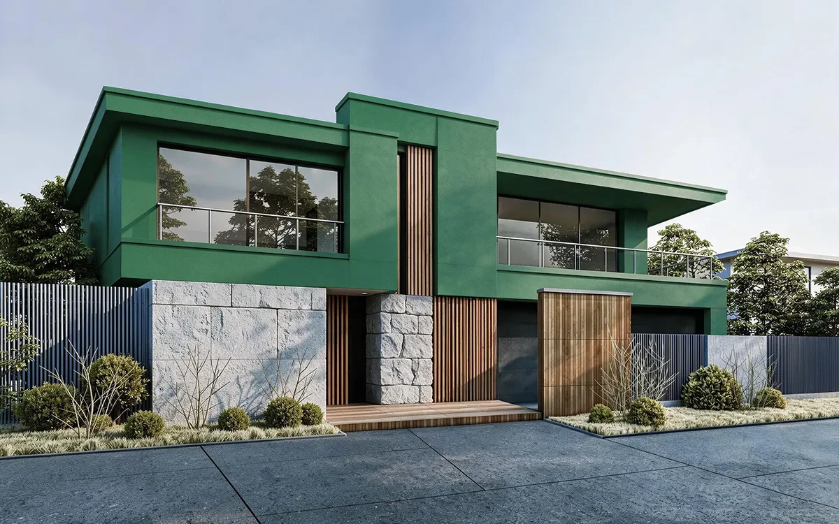 Nippon Paint's GOING GREEN color on different wall surfaces.