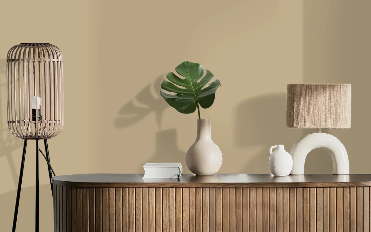 Nippon Paint's GOLDEN BROWN color on different wall surfaces.