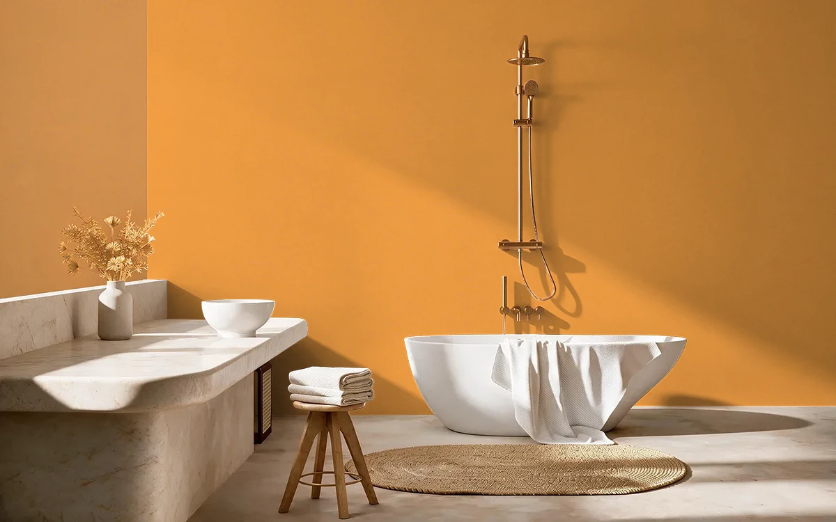 Nippon Paint's GOLDEN CHARMER color on different wall surfaces.