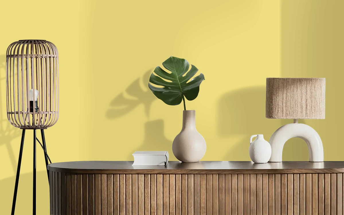 Nippon Paint's GOLDEN EAR color on different wall surfaces.