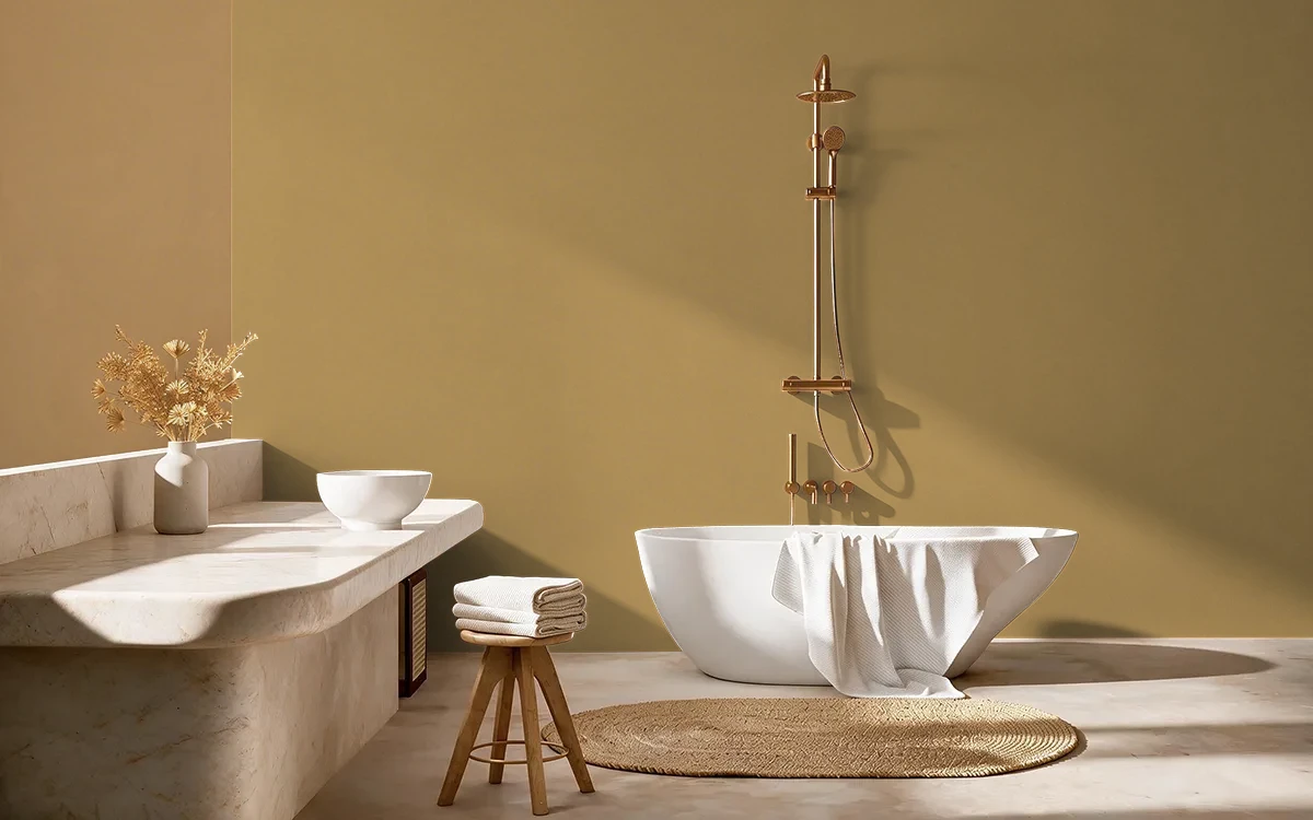 Nippon Paint's GOLDEN GRAIN color on different wall surfaces.