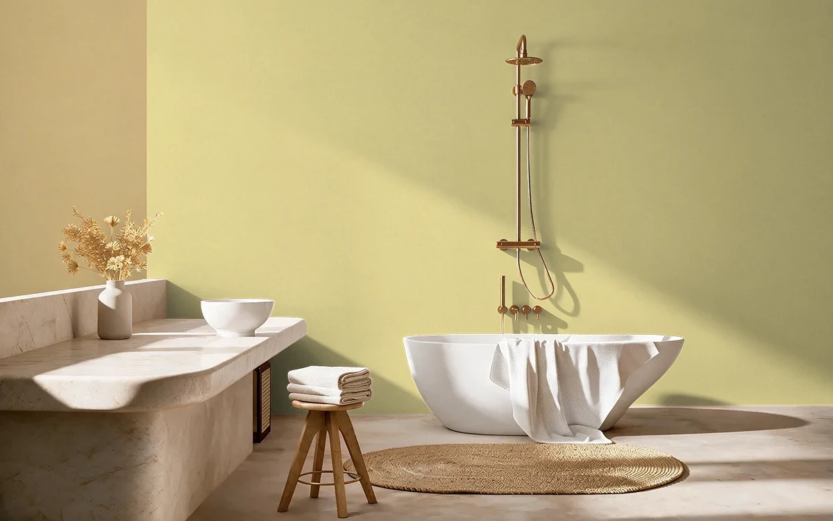 Nippon Paint's GOLDEN THREAD color on different wall surfaces.