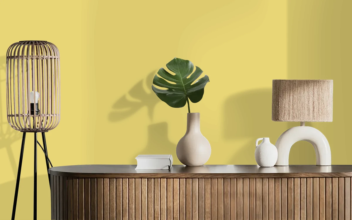 Nippon Paint's GOLDEN YELLOW color on different wall surfaces.