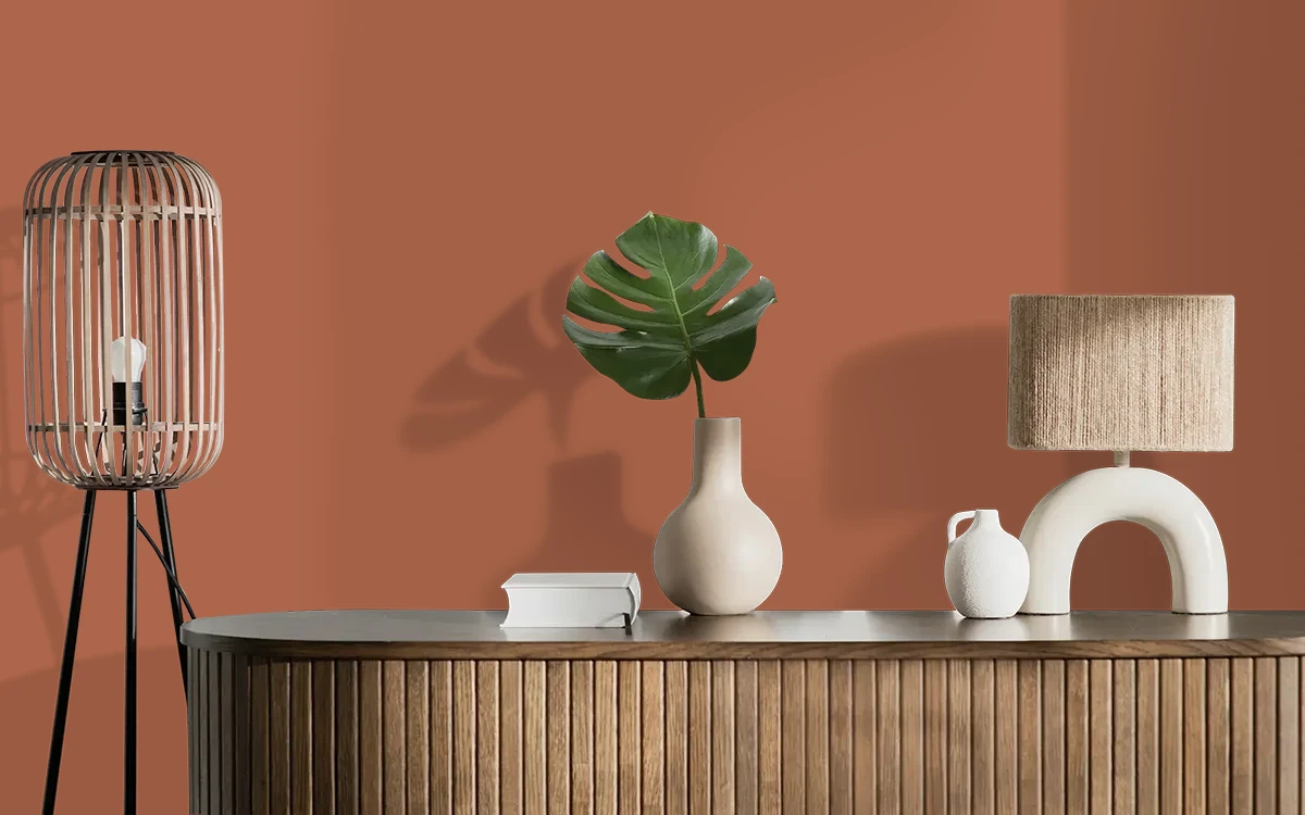 Nippon Paint's GOOD EARTH color on different wall surfaces.