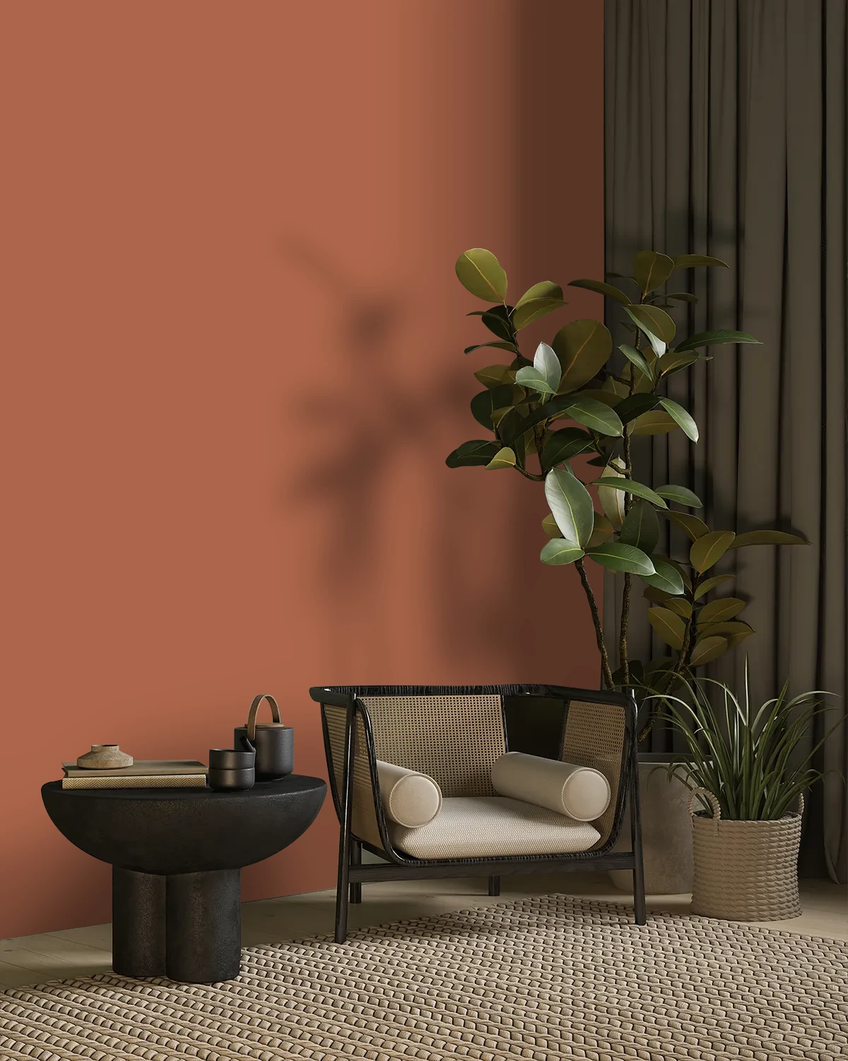Nippon Paint's GOOD EARTH color on a beautifully decorated wall.
