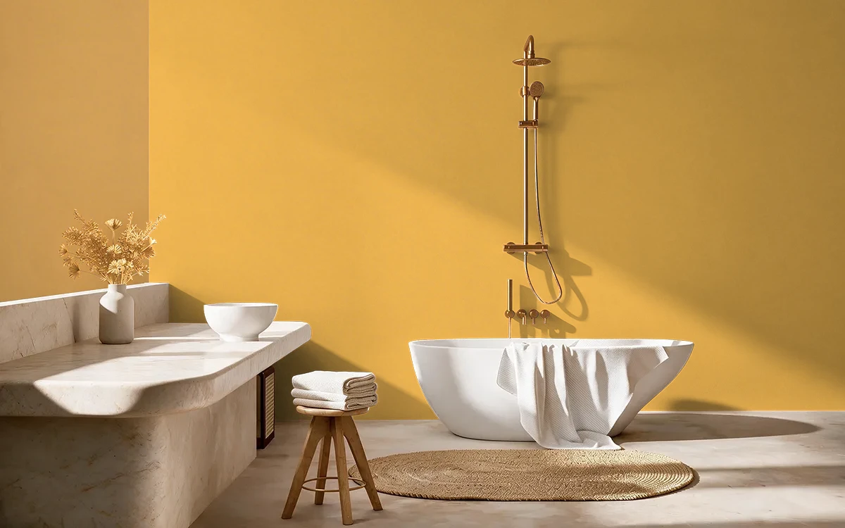 Nippon Paint's GOOD FUN color on different wall surfaces.