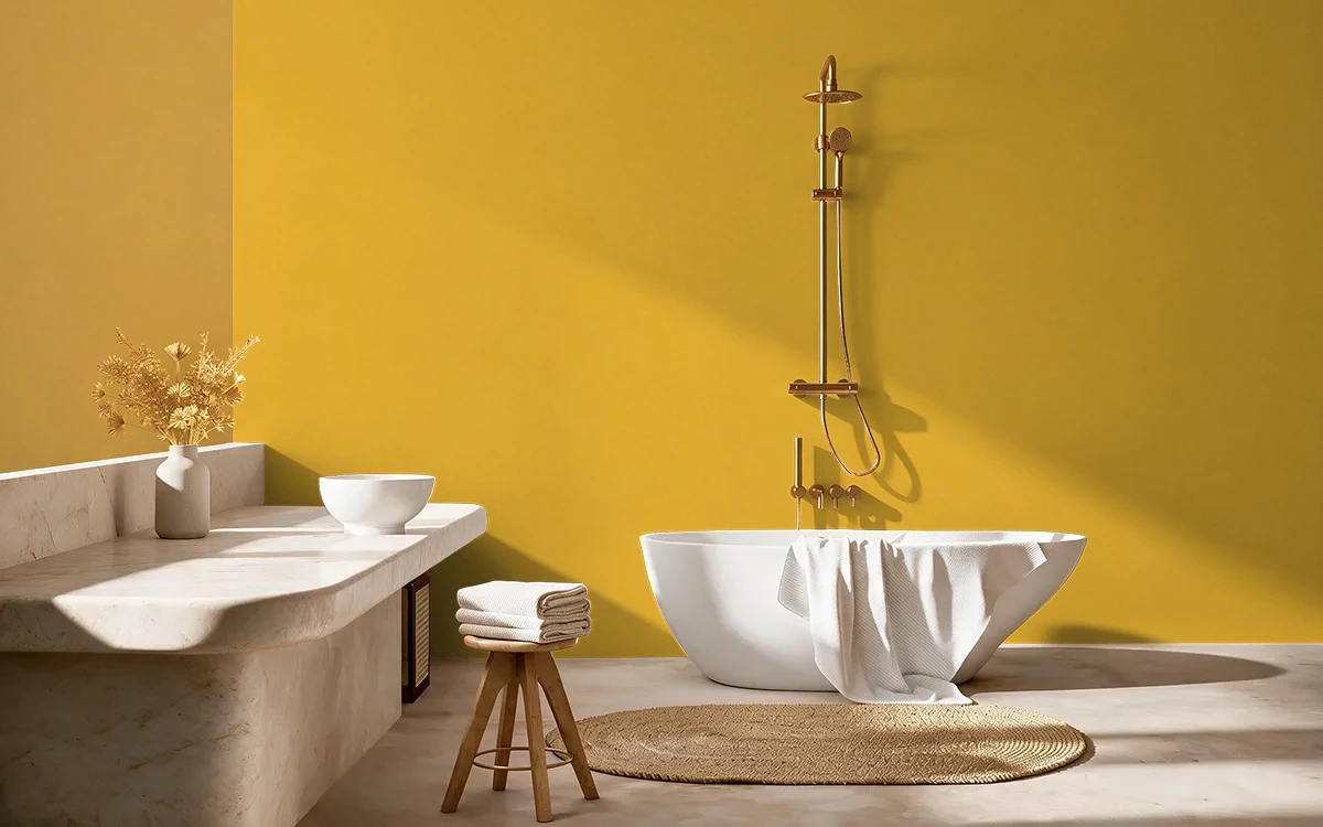 Nippon Paint's GOOD VIBES color on different wall surfaces.