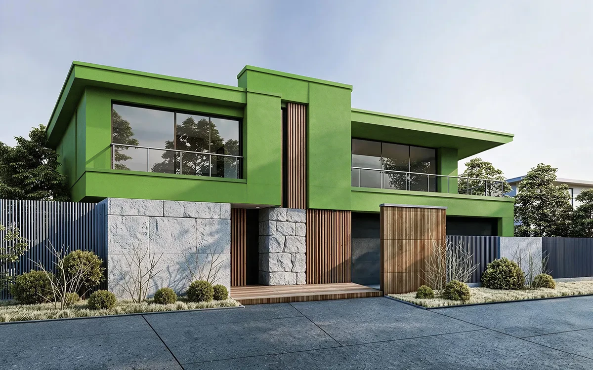 Nippon Paint's GRAFITTI GREEN color on different wall surfaces.