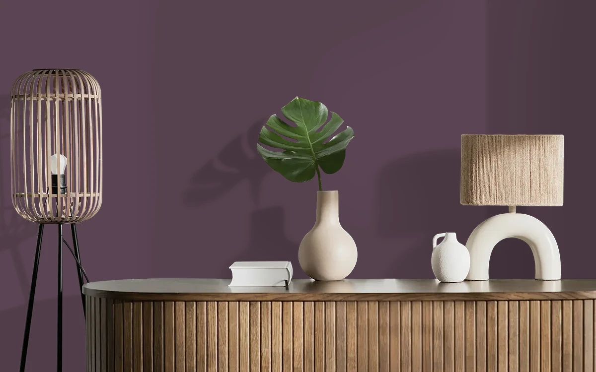 Nippon Paint's GRAPE WINE color on different wall surfaces.