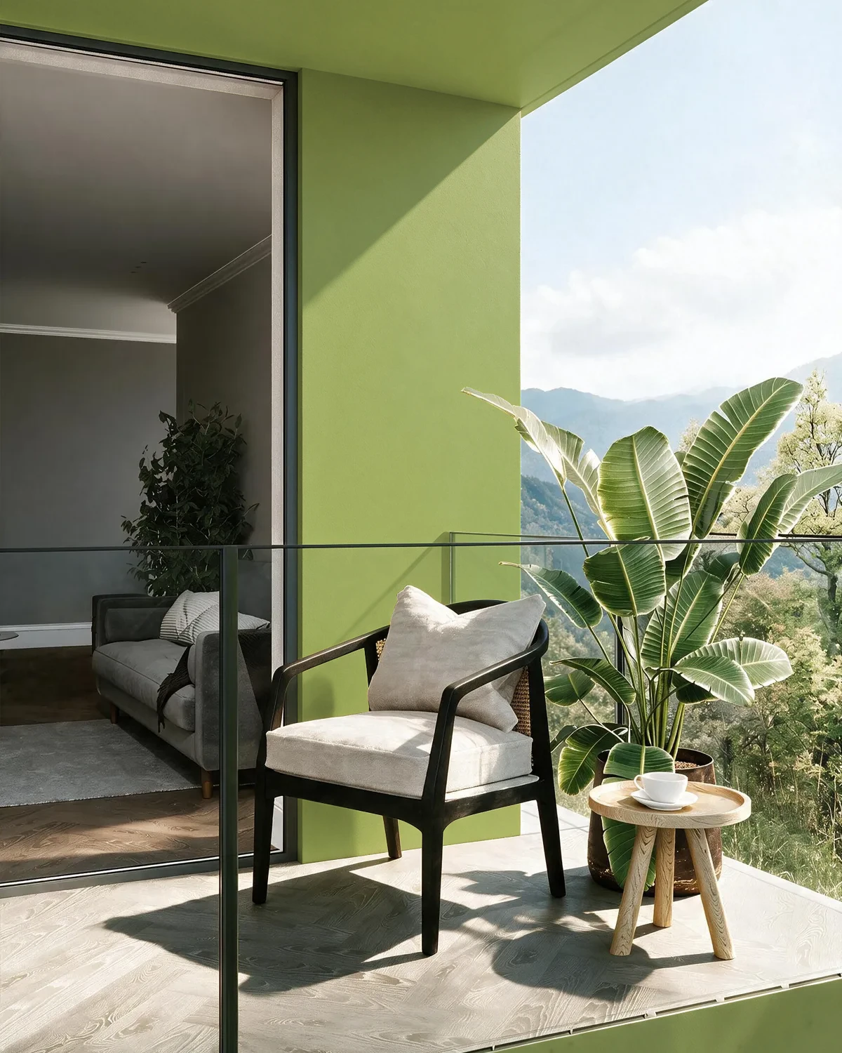 Nippon Paint's GRASSY LAWN color on a beautifully decorated wall.