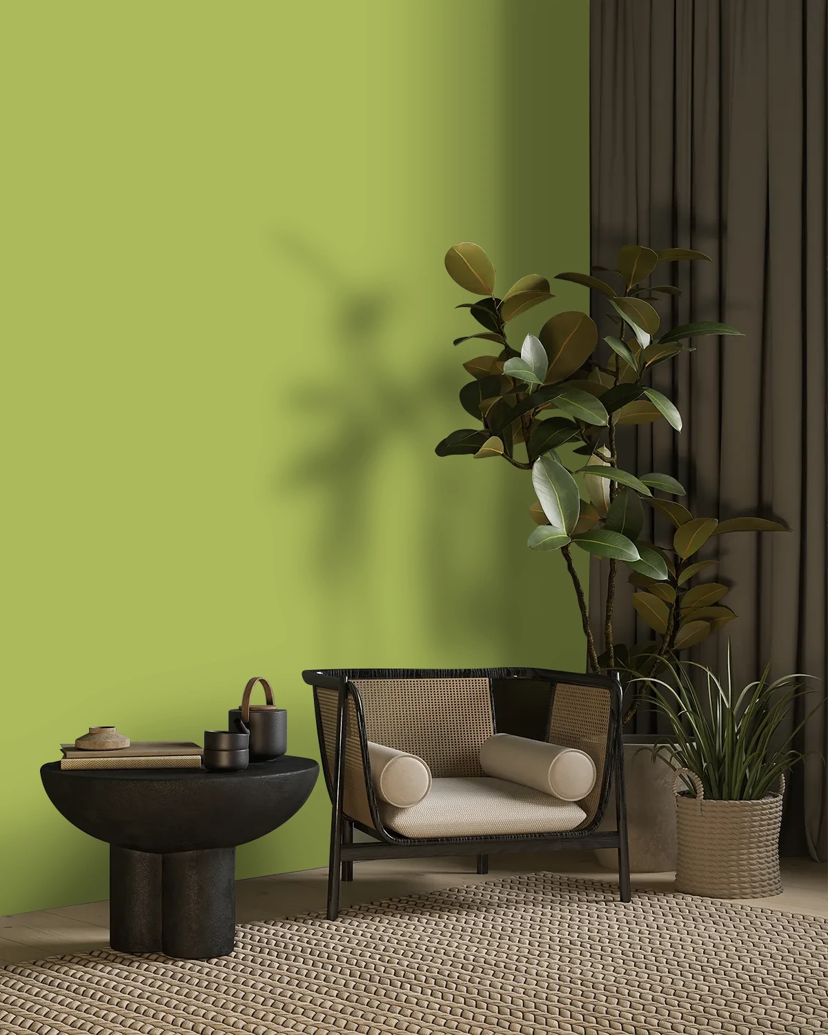 Nippon Paint's GRASSY LAWN color on a beautifully decorated wall.