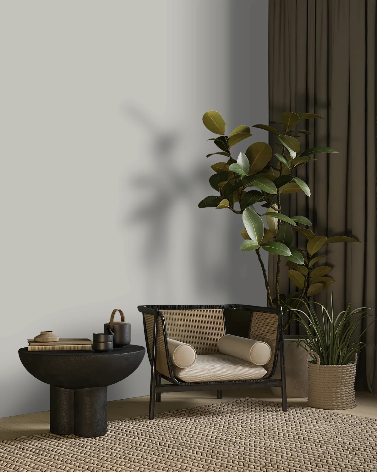 Nippon Paint's GRAY ASHES color on a beautifully decorated wall.