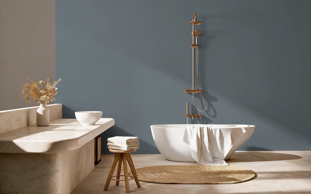 Nippon Paint's GRAY HOOD color on different wall surfaces.