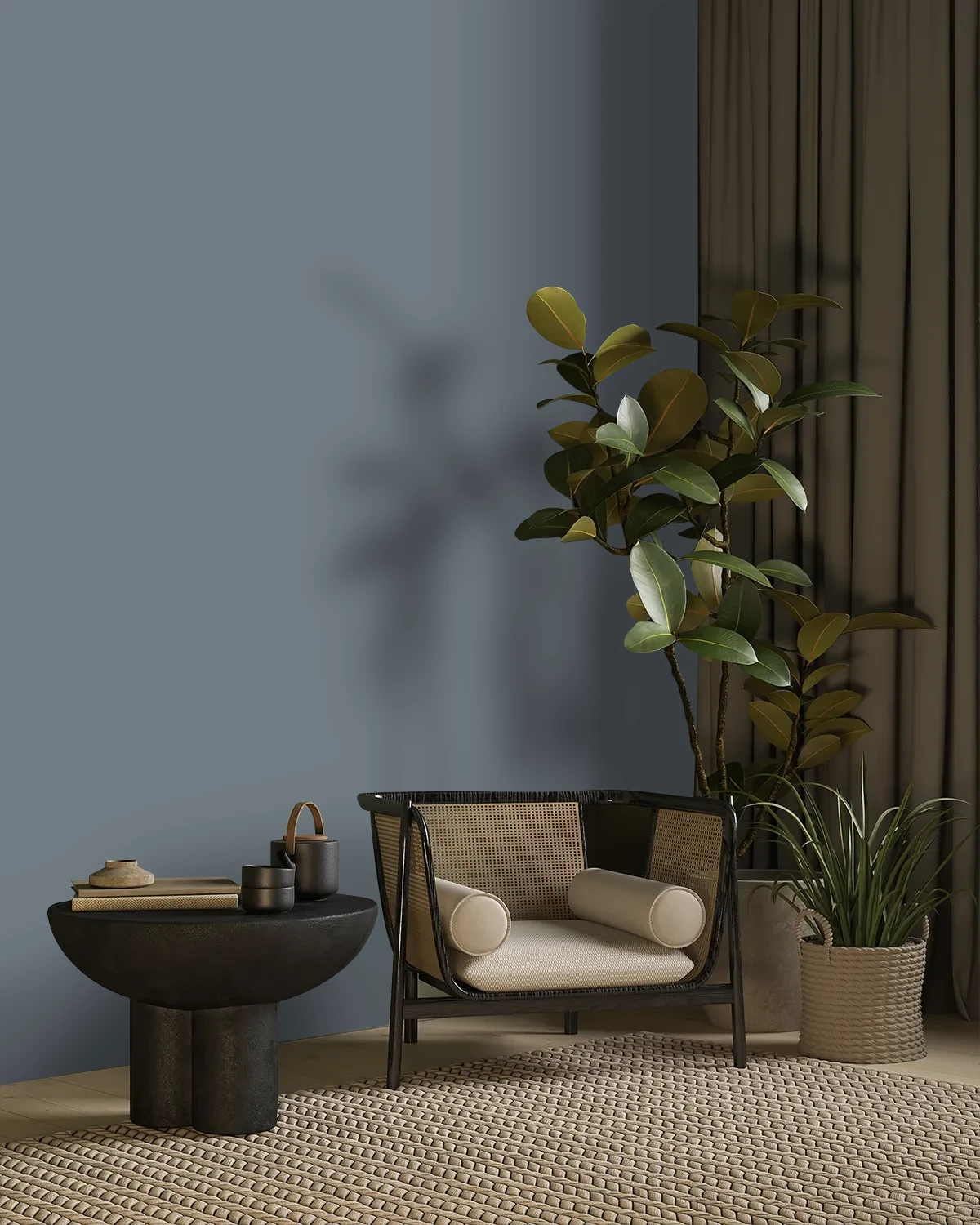 Nippon Paint's GRAY HOOD color on a beautifully decorated wall.