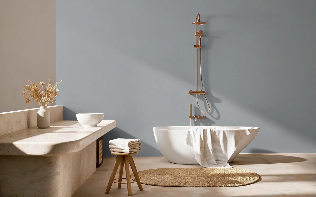 Nippon Paint's GRAY MYSTIC color on different wall surfaces.