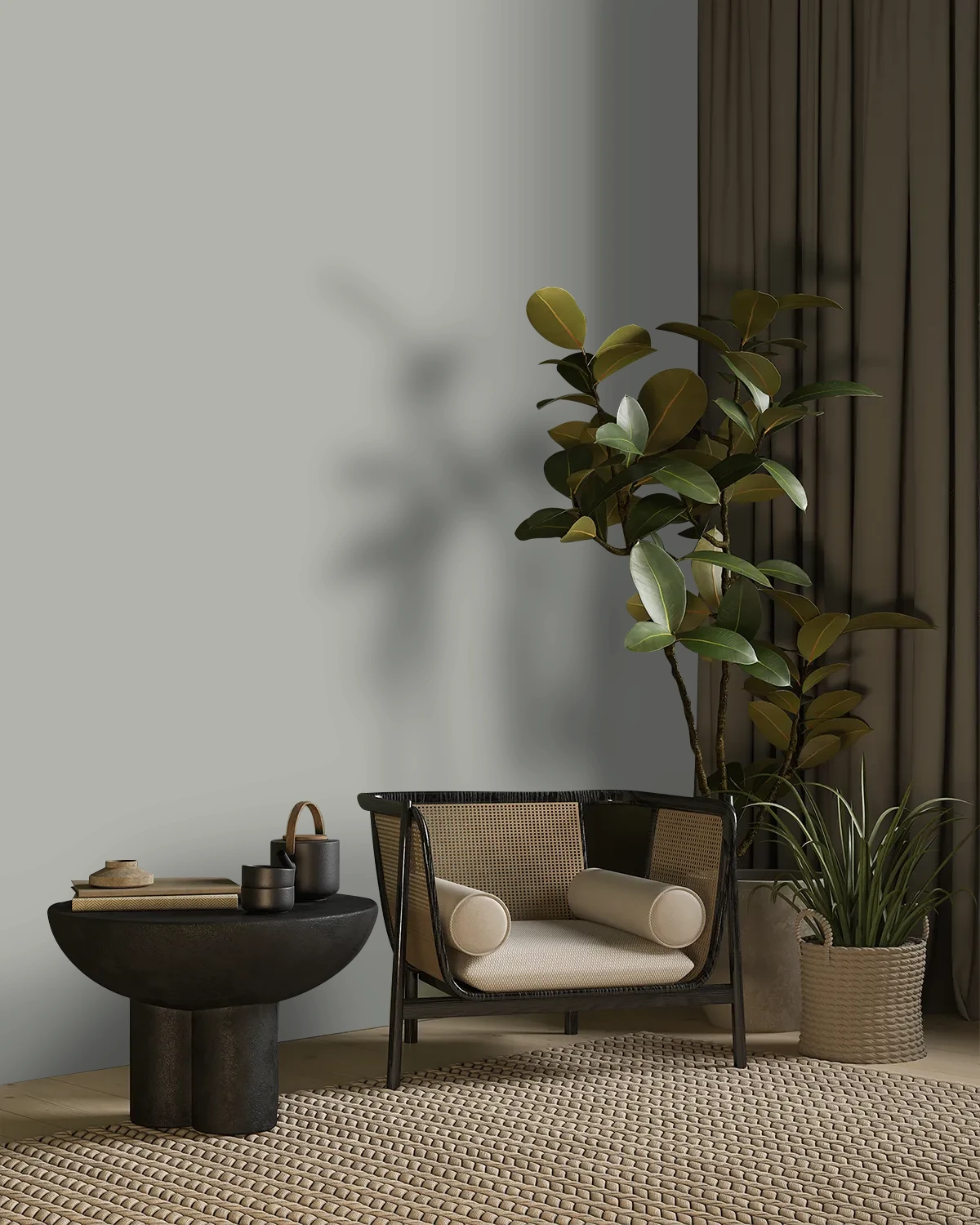 Nippon Paint's GRAY SHIRT color on a beautifully decorated wall.