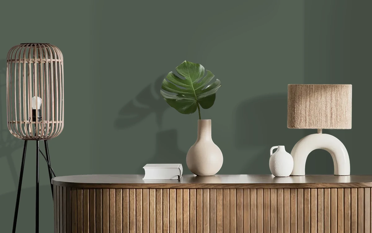 Nippon Paint's GREAT ESCAPE color on different wall surfaces.