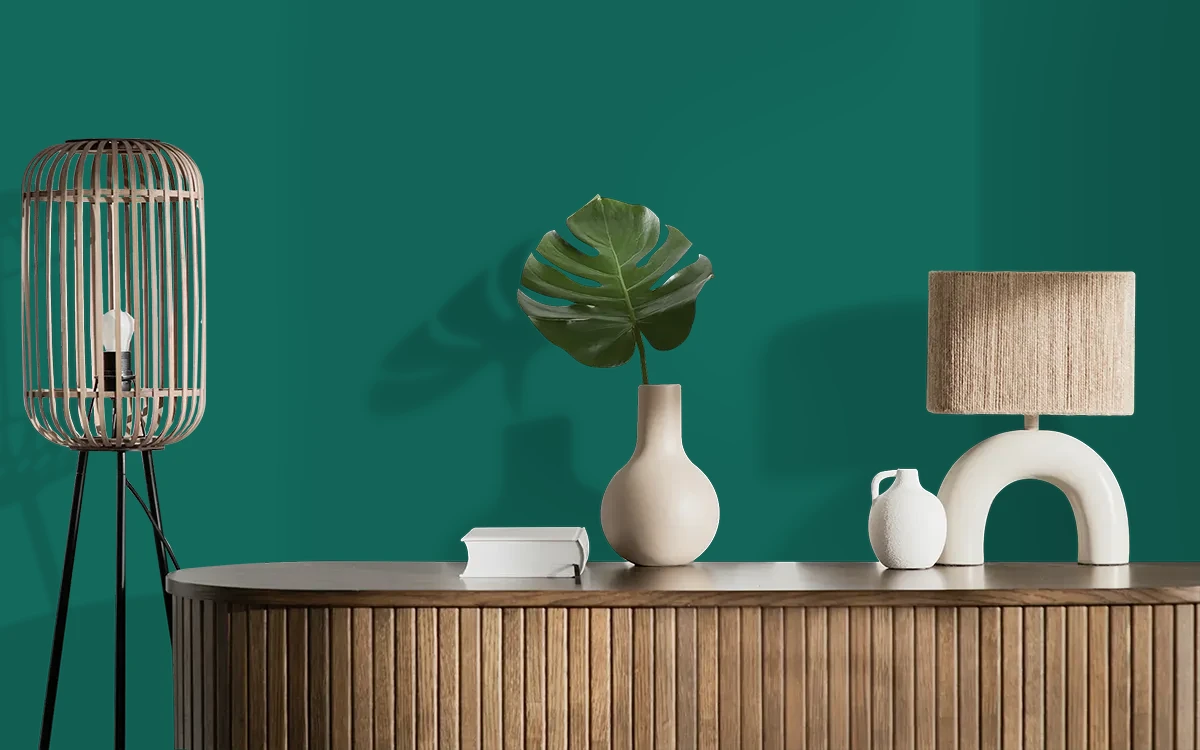 Nippon Paint's GREEN ACADEMY color on different wall surfaces.