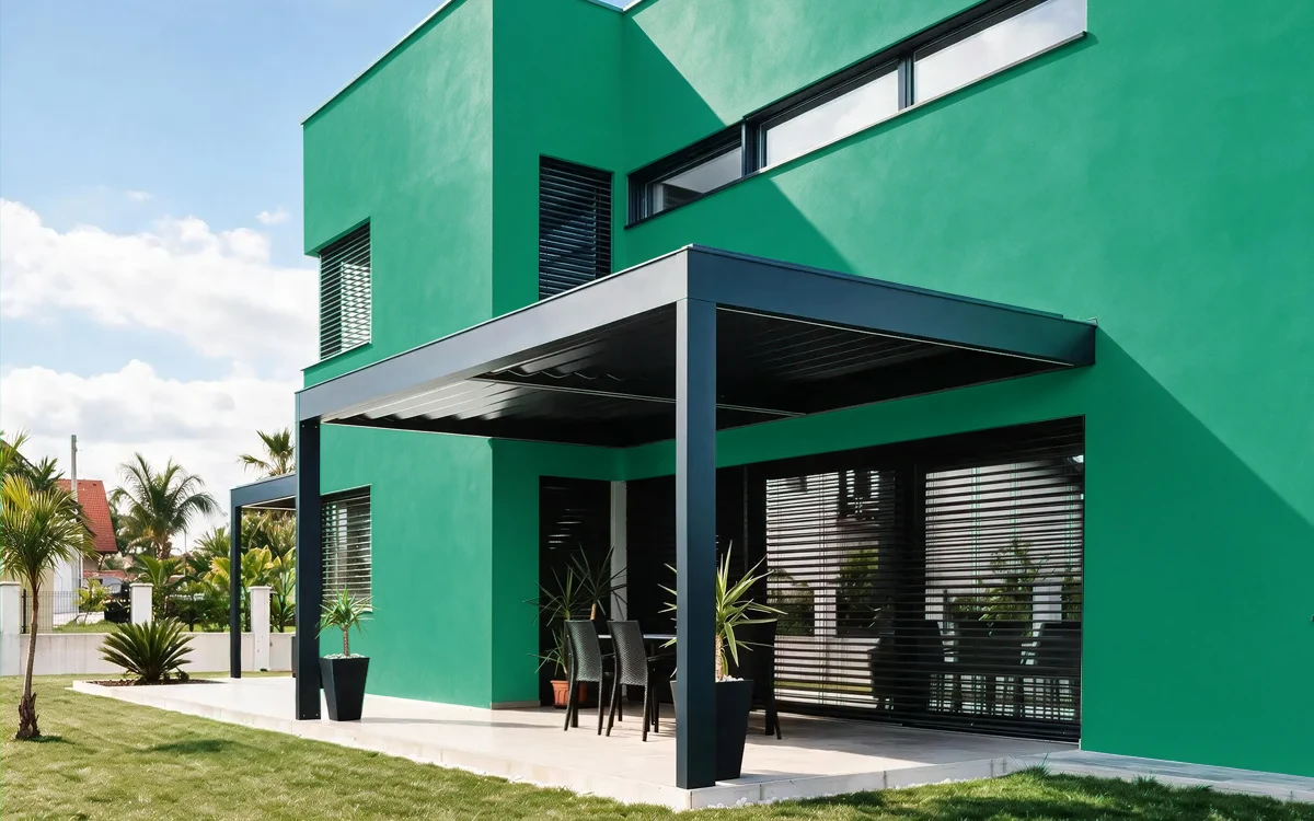 Nippon Paint's GREEN BARRICADES color on different wall surfaces.