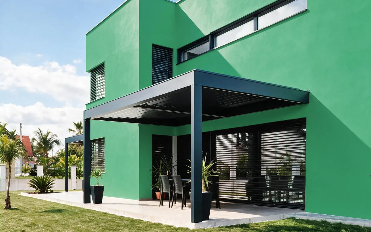 Nippon Paint's GREEN BREAKERS color on different wall surfaces.