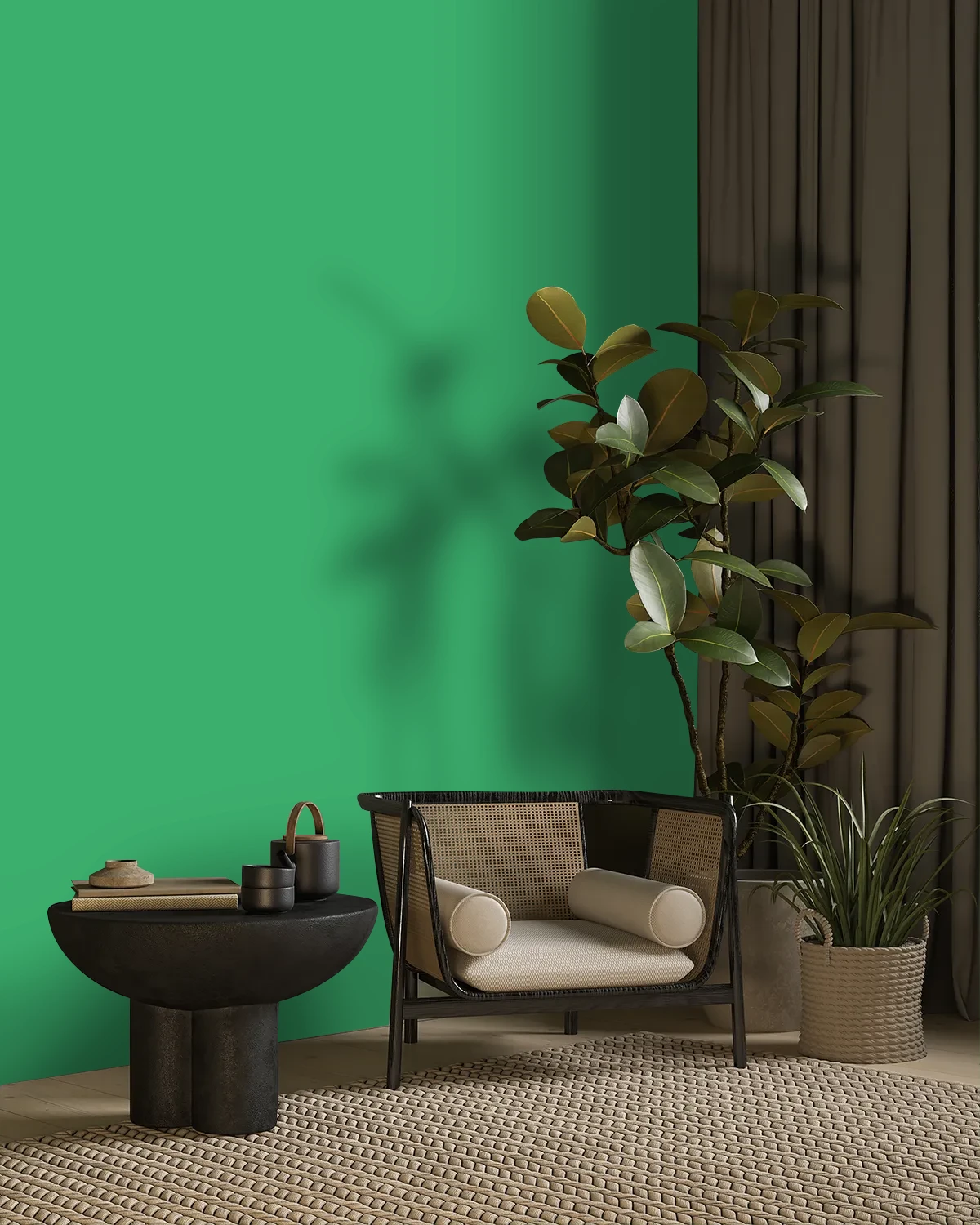 Nippon Paint's GREEN BREAKERS color on a beautifully decorated wall.