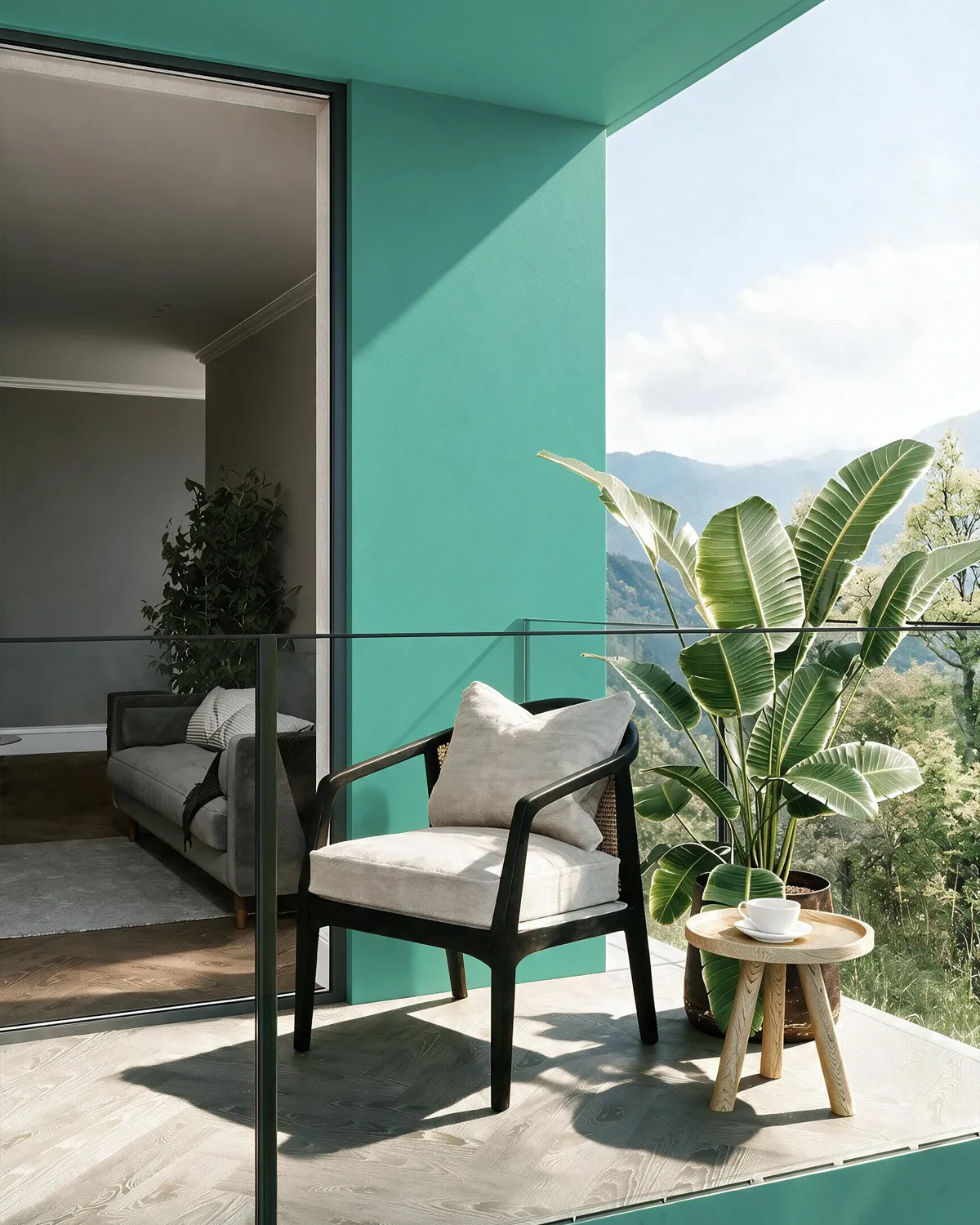 Nippon Paint's GREEN CAMPUS color on a beautifully decorated wall.