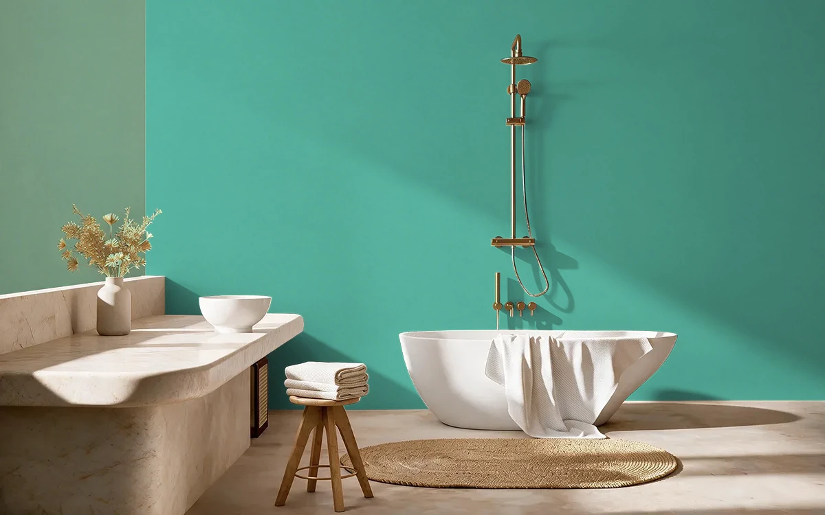 Nippon Paint's GREEN CAMPUS color on different wall surfaces.