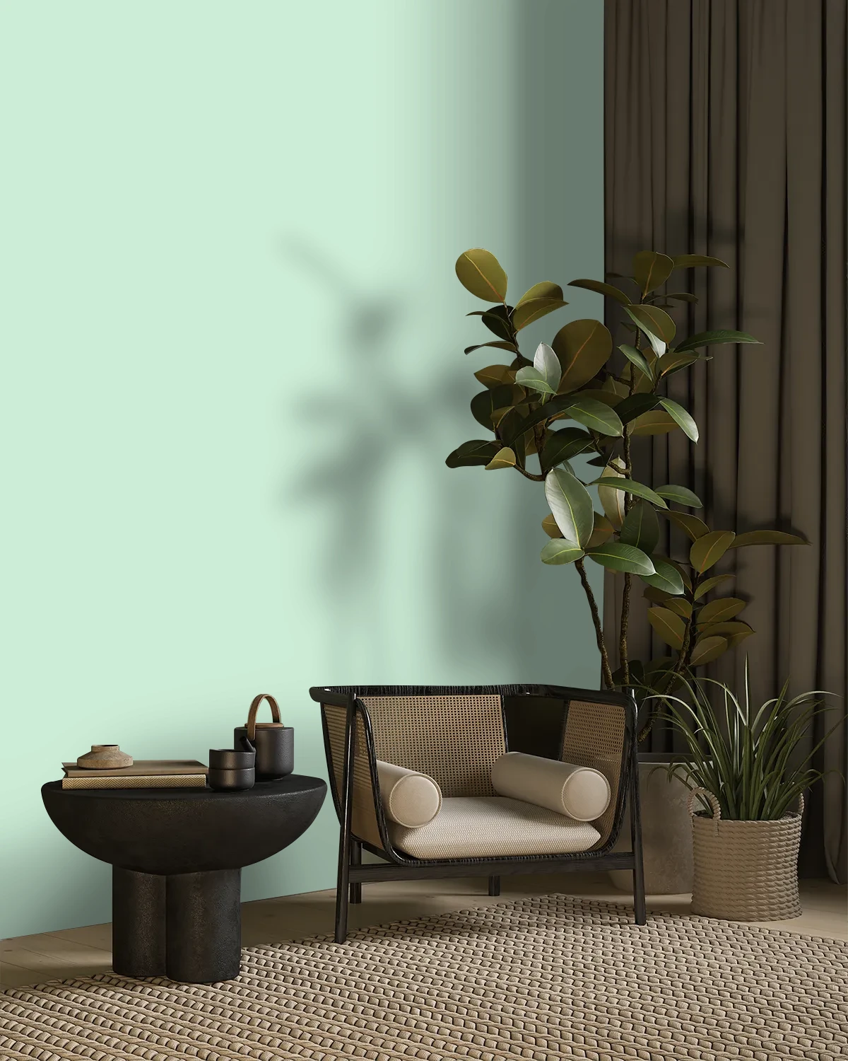 Nippon Paint's GREEN DRAFT color on a beautifully decorated wall.