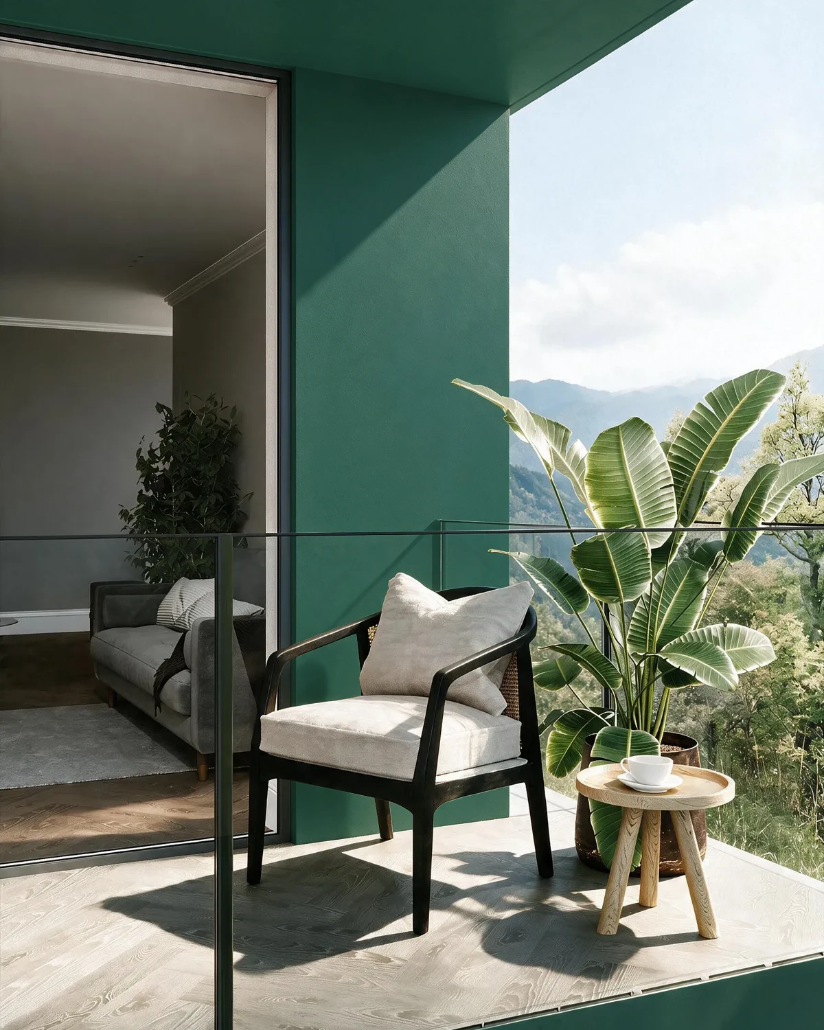 Nippon Paint's GREEN FEATHERS color on a beautifully decorated wall.
