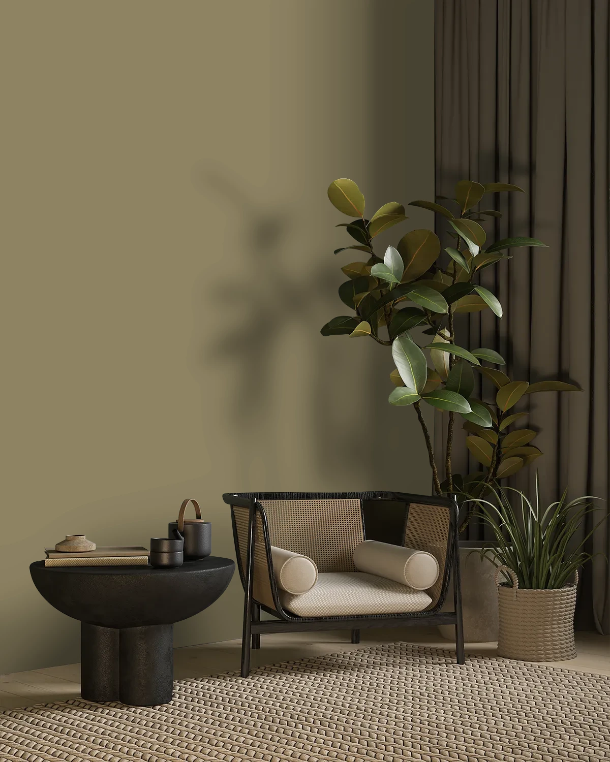 Nippon Paint's GREEN GALLOP color on a beautifully decorated wall.