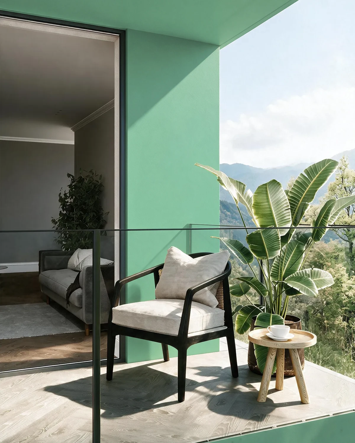 Nippon Paint's GREEN GAZETTE color on a beautifully decorated wall.