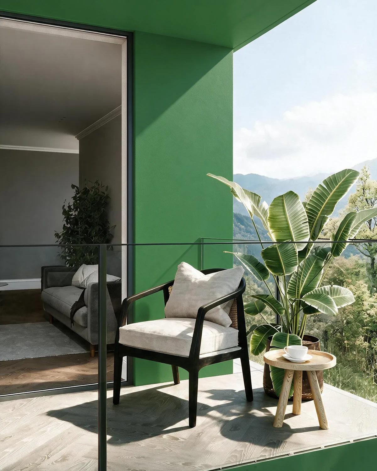 Nippon Paint's GREEN GUST color on a beautifully decorated wall.