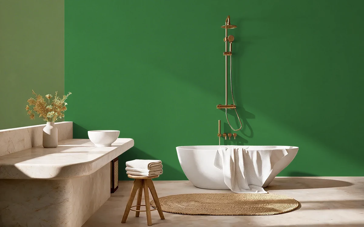 Nippon Paint's GREEN GUST color on different wall surfaces.