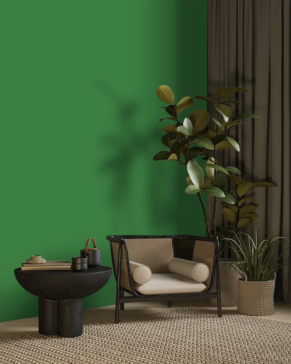Nippon Paint's GREEN GUST color on a beautifully decorated wall.
