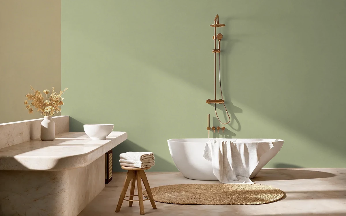Nippon Paint's GREEN MONTAGE color on different wall surfaces.