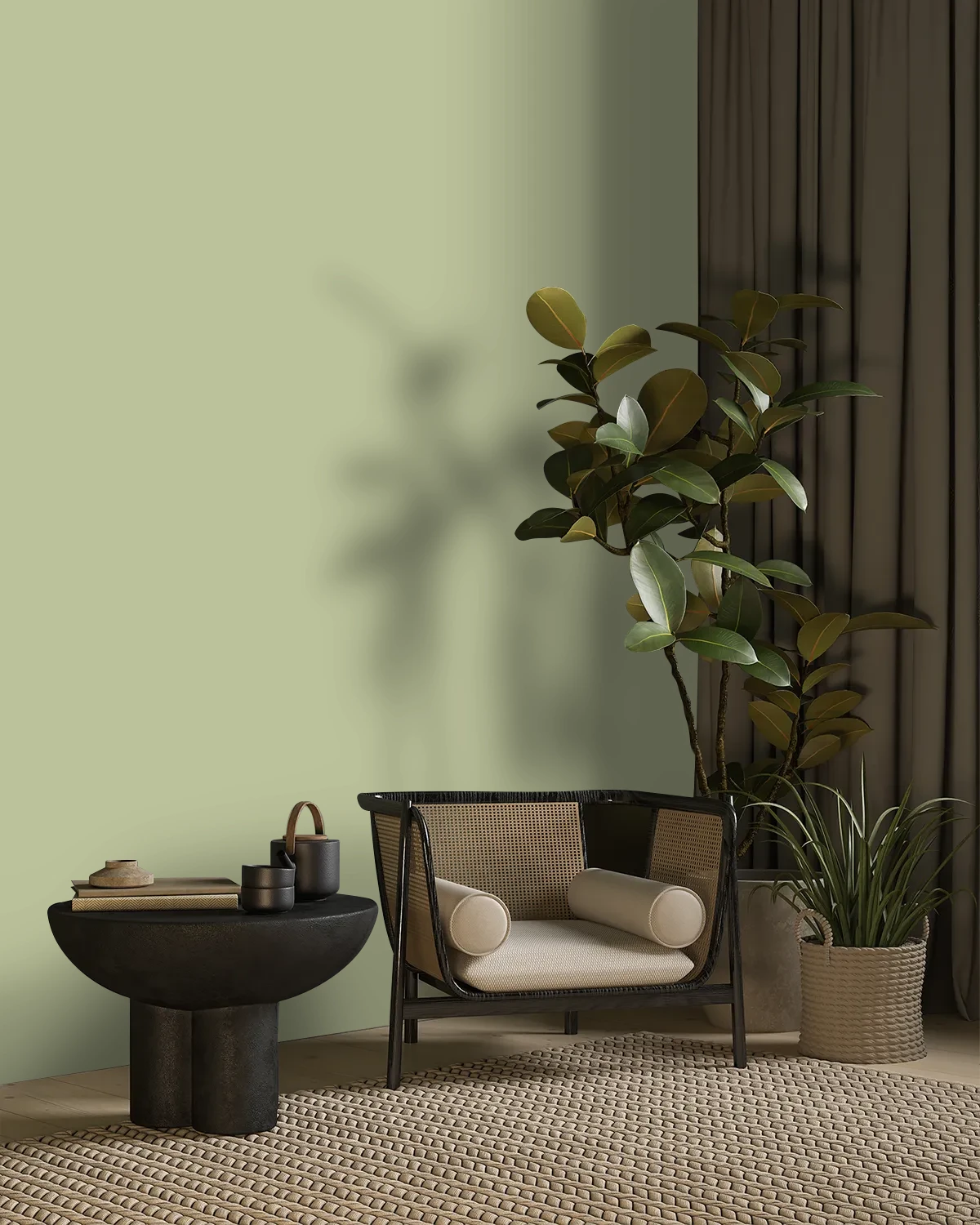 Nippon Paint's GREEN MONTAGE color on a beautifully decorated wall.