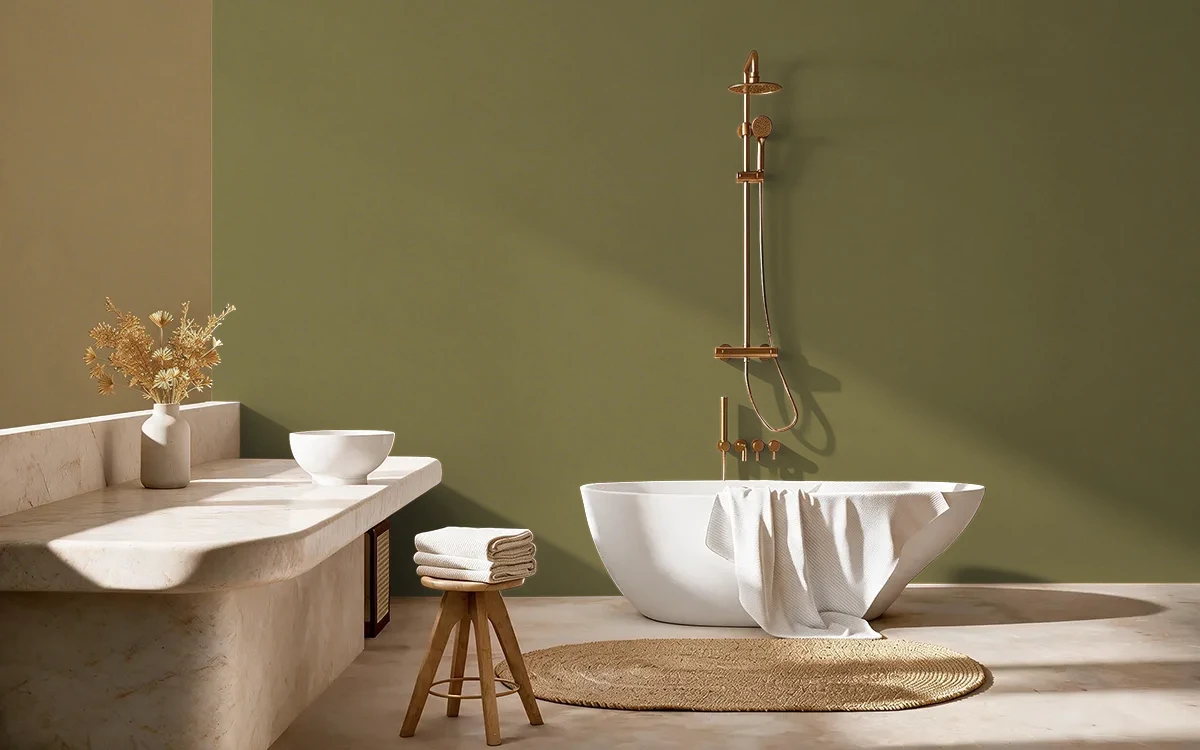 Nippon Paint's GREEN PACK color on different wall surfaces.