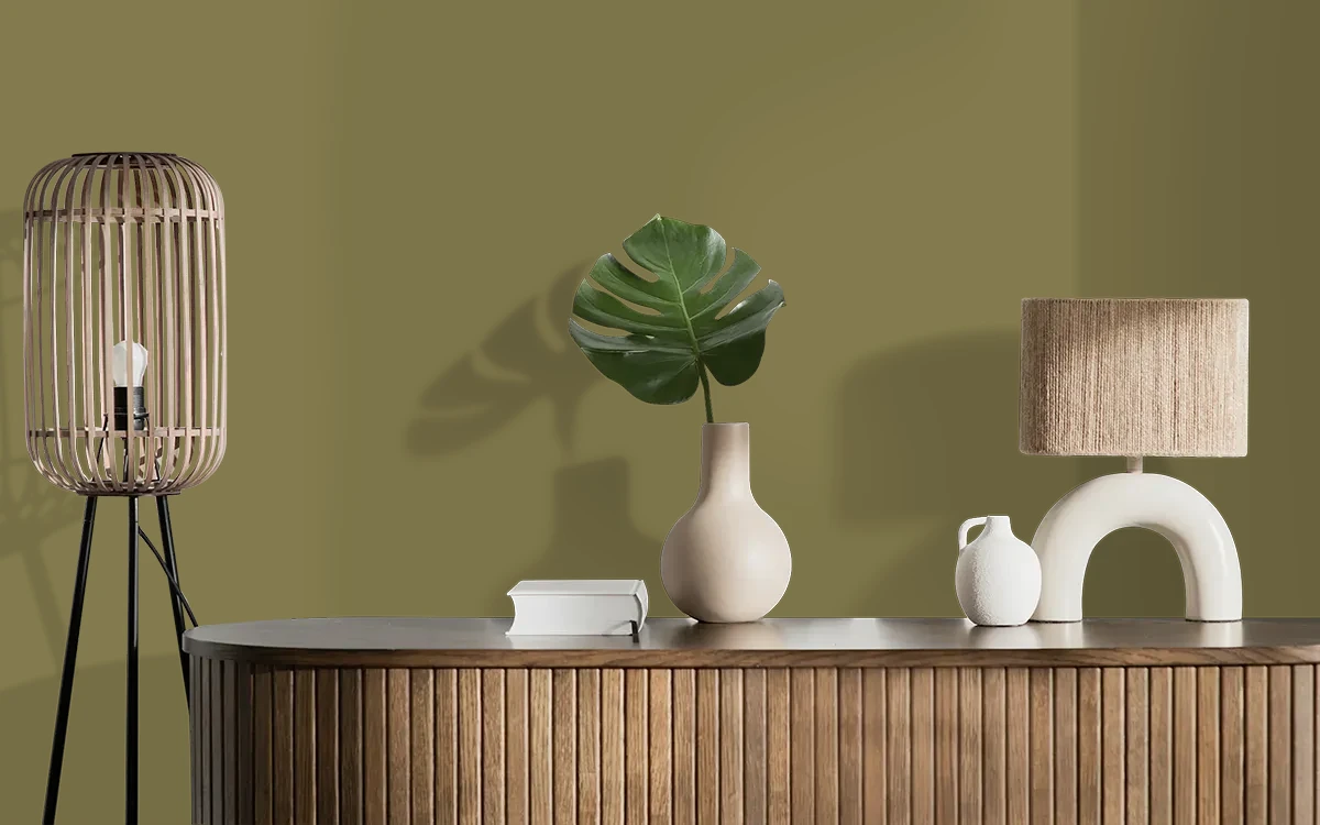 Nippon Paint's GREEN PACK color on different wall surfaces.