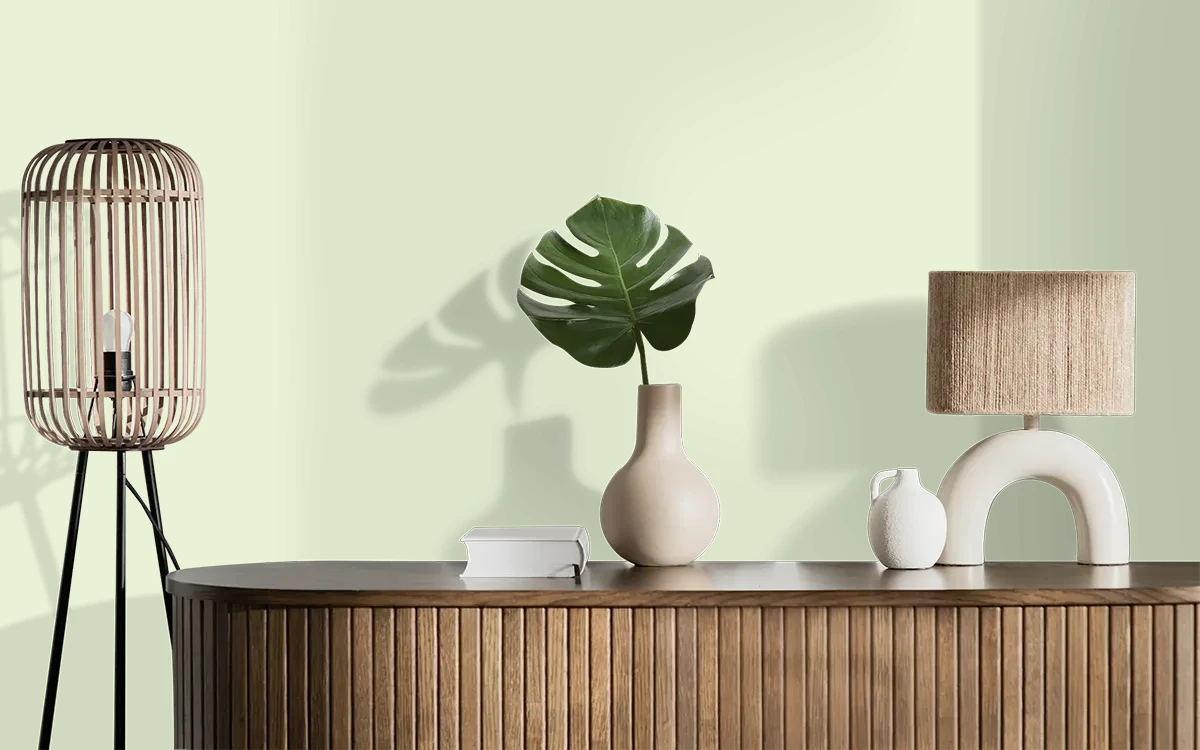 Nippon Paint's GREEN PASS color on different wall surfaces.
