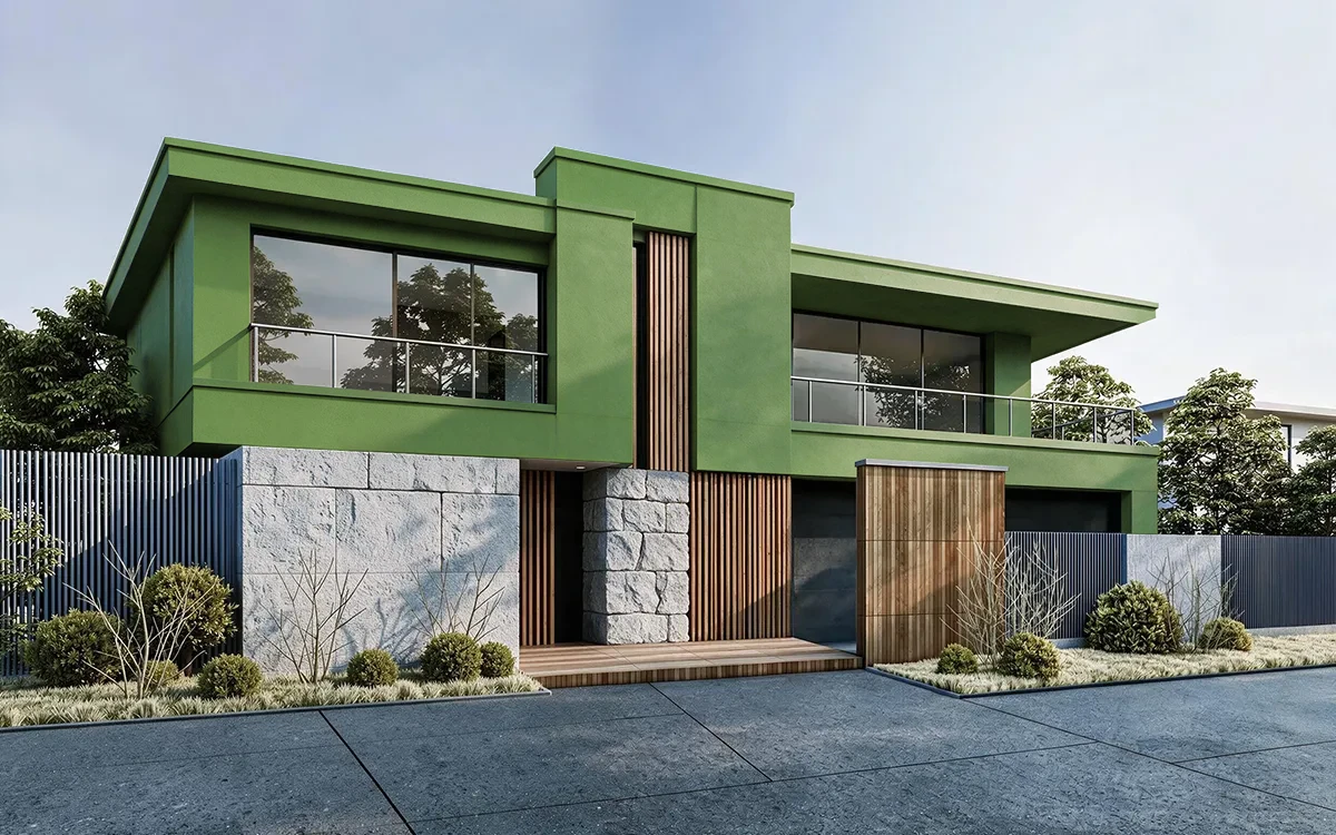 Nippon Paint's GREEN PASTURES color on different wall surfaces.