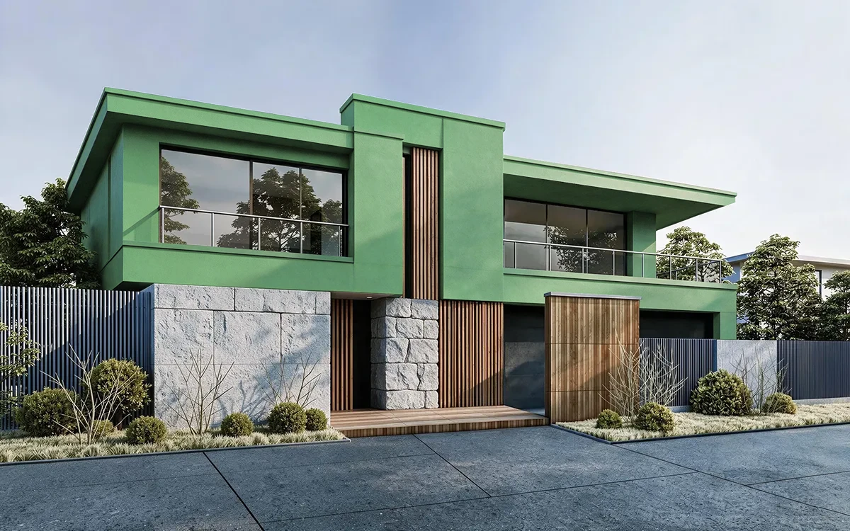 Nippon Paint's GREEN PEACE color on different wall surfaces.