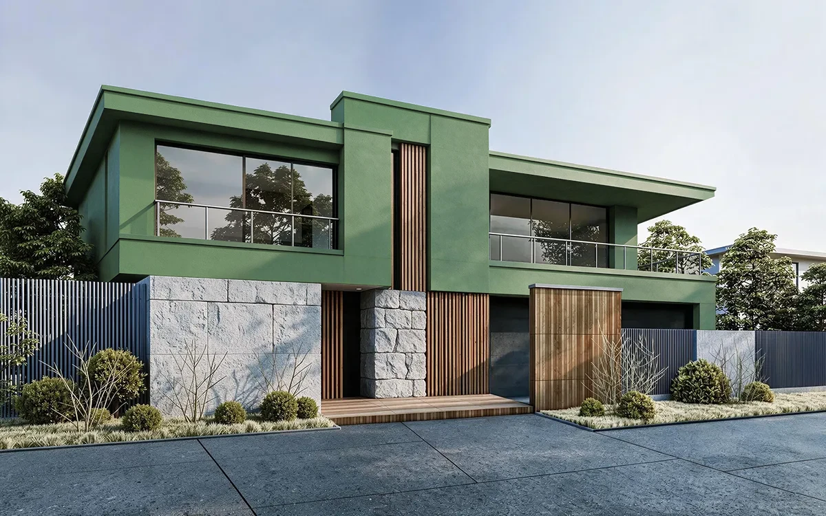 Nippon Paint's GREEN POD color on different wall surfaces.