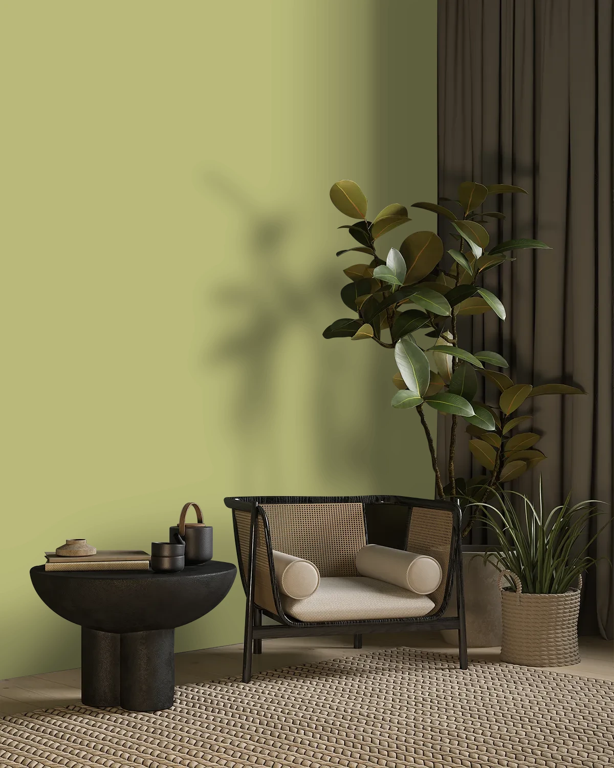 Nippon Paint's GREEN POINT color on a beautifully decorated wall.