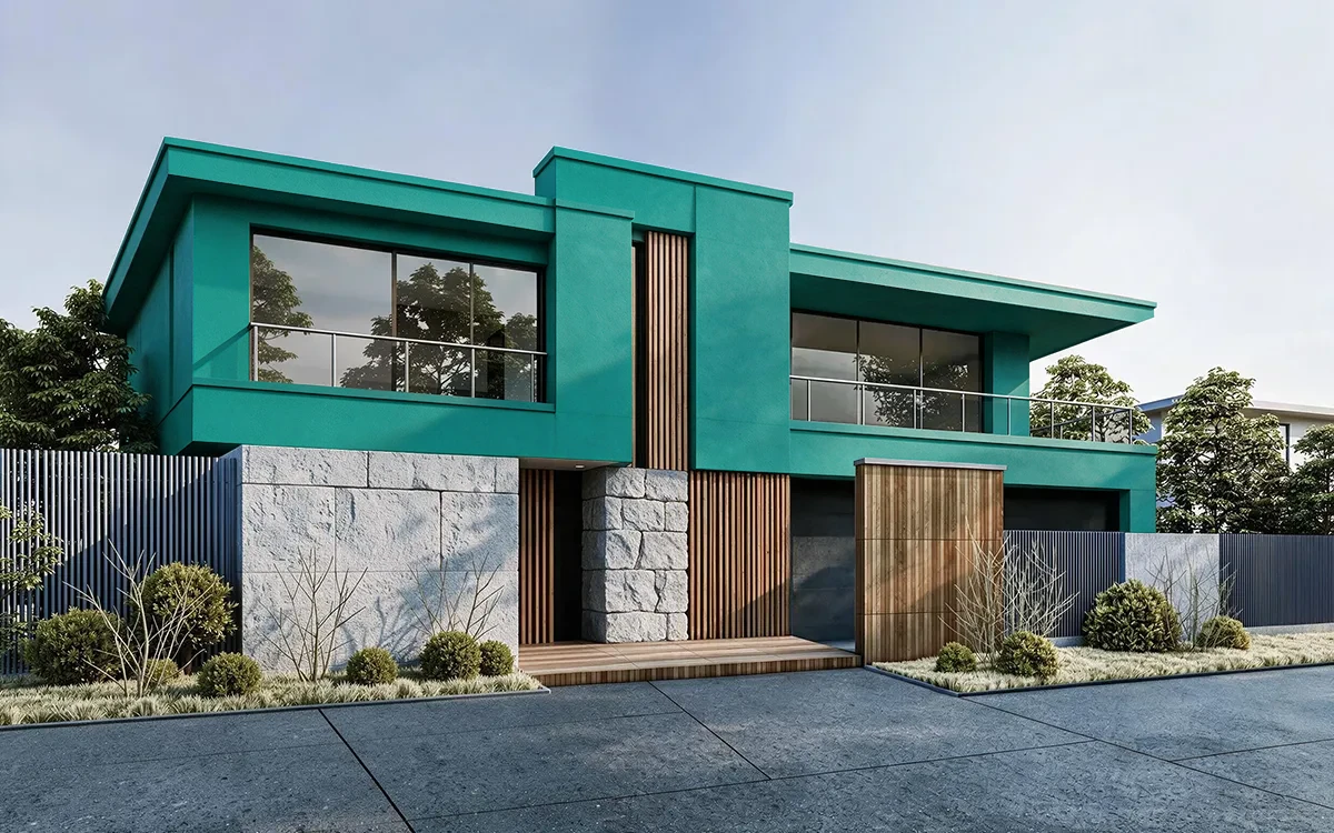 Nippon Paint's GREEN PROMENADE color on different wall surfaces.